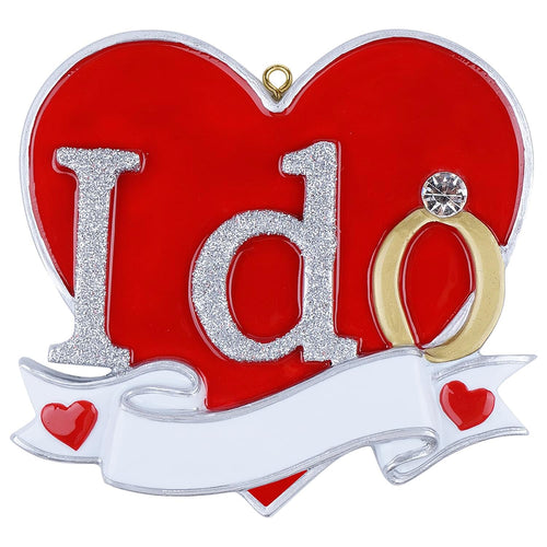 I Do Heart and Ring Ornament