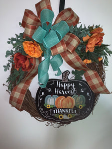 Grapevine Wreath - Happy Harvest Teal