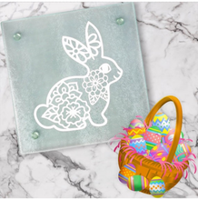 Load image into Gallery viewer, FANCY BUNNY Glass Cutting Board/Trivet