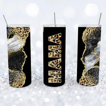 Load image into Gallery viewer, “Glitter” Leopard Mama Black Gold Slim Tumbler