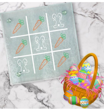 Load image into Gallery viewer, Easter BUNNY TIC-TAC-TOE Glass Cutting Board/Trivet