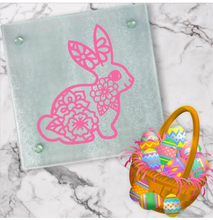 Load image into Gallery viewer, Easter BUNNY TIC-TAC-TOE Glass Cutting Board/Trivet