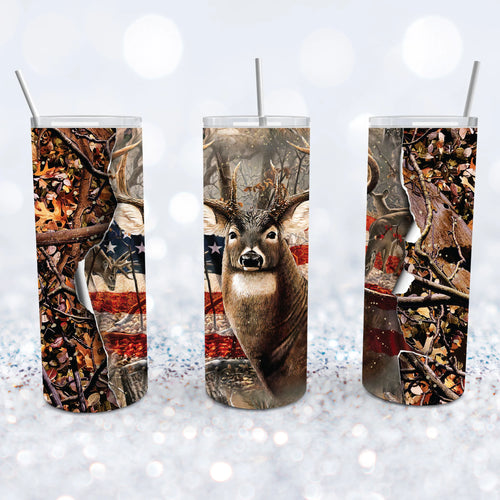 Deer Camo USA Slim Tumbler
