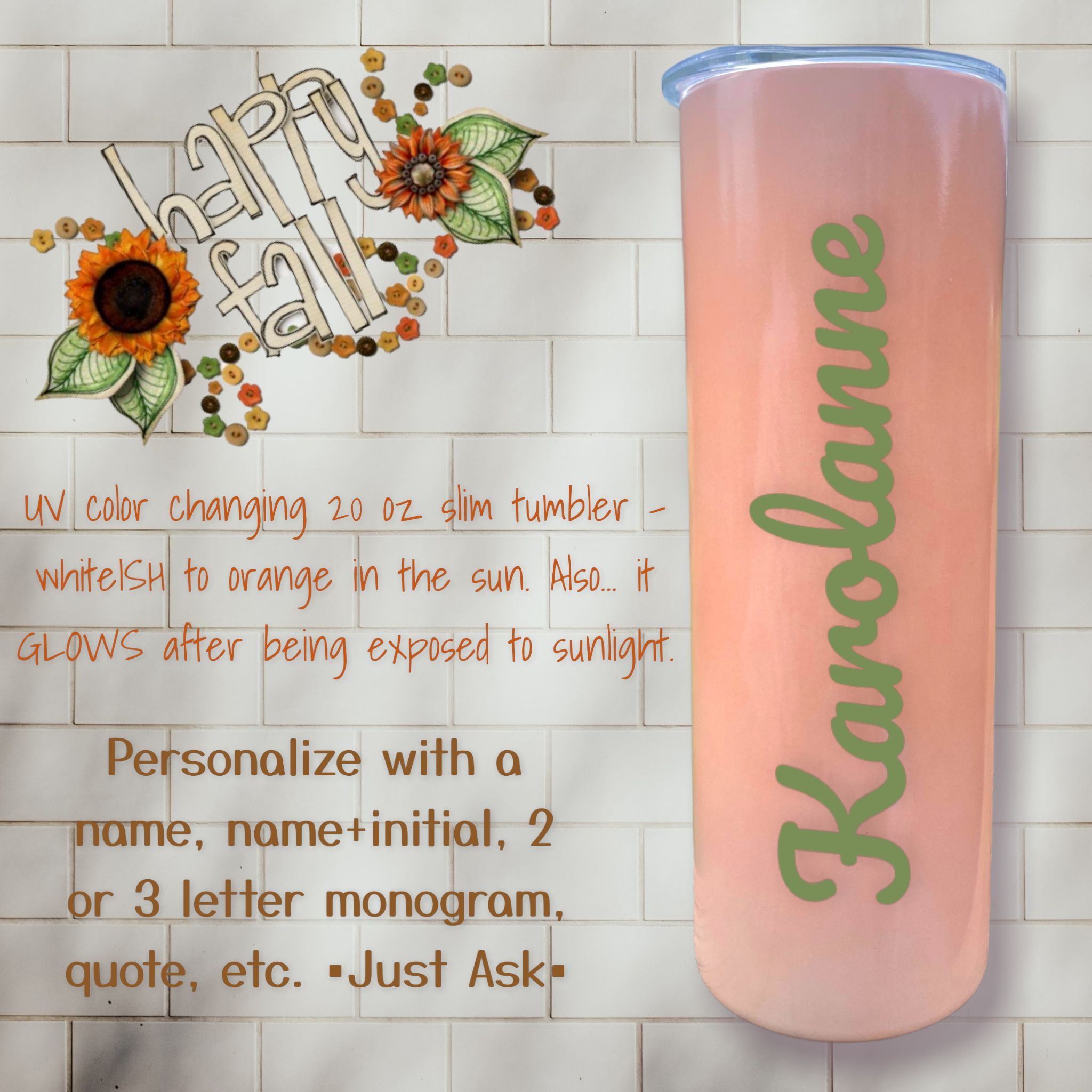 Butterflies 20oz Skinny tumbler with straw Printed With Permanent Ink. Add  name