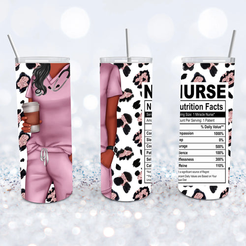 Nurse - Pink Leopard Slim Tumbler