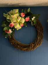 Load image into Gallery viewer, Grapevine Wreath - Spring Pink Yellow