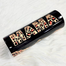 Load image into Gallery viewer, “Glitter” Leopard Mama Black Gold Slim Tumbler