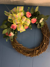 Load image into Gallery viewer, Grapevine Wreath - Spring Pink Yellow